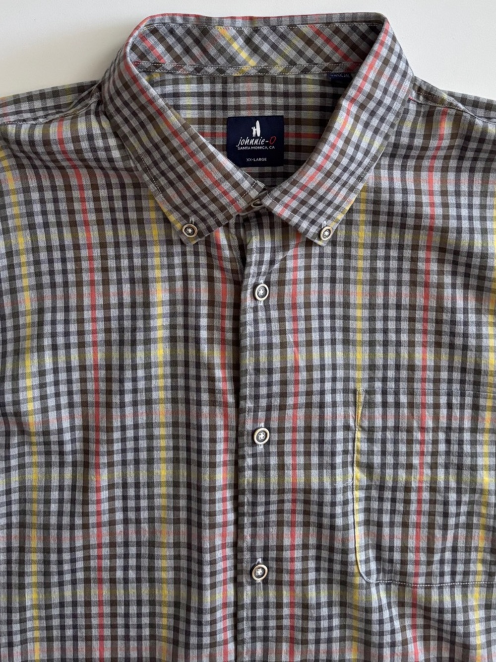 Johnnie-O Shirt Nwt Gunner Plaid Light Gray Button Down XXL 2XL